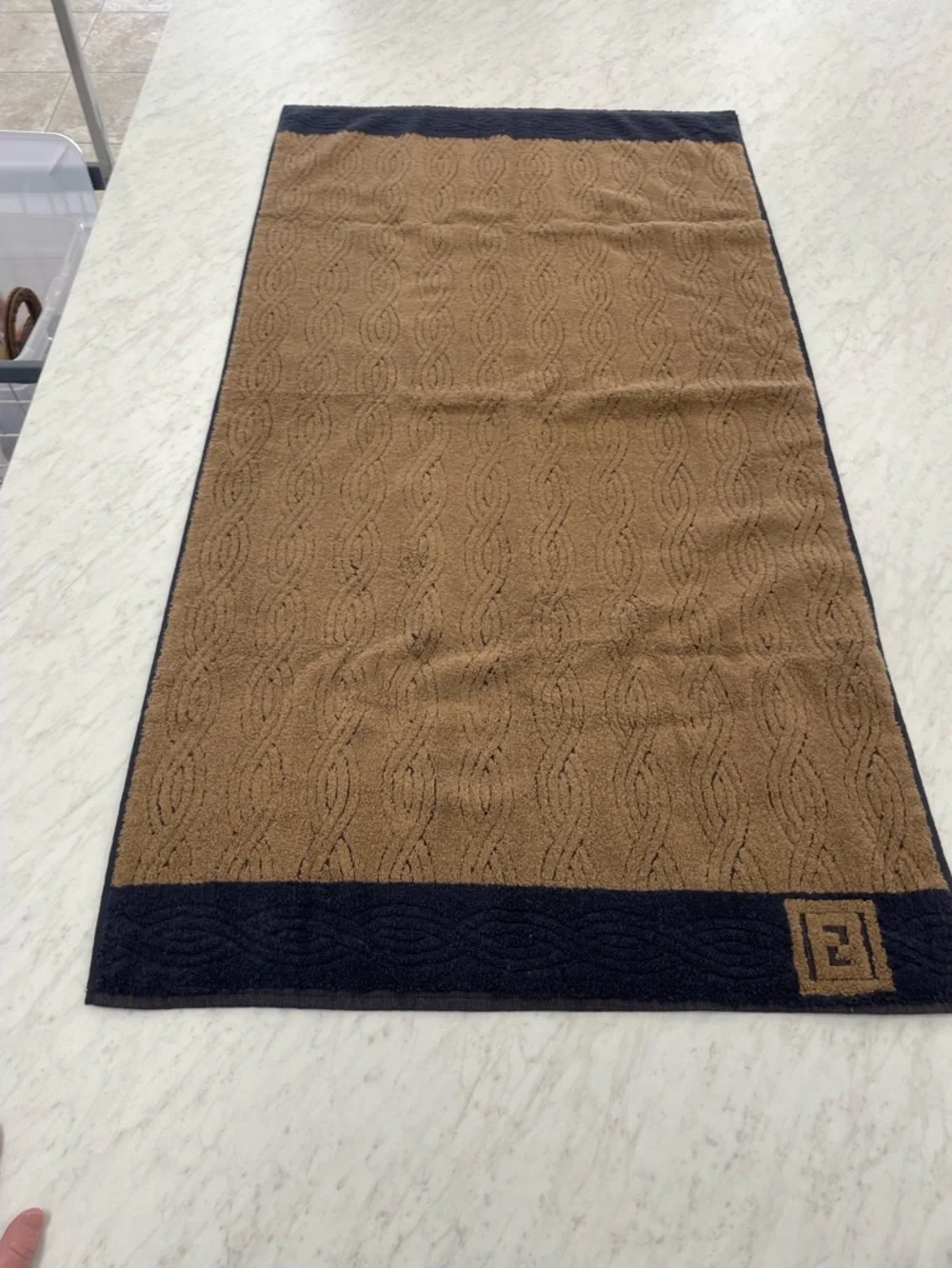 4 Vintage Fendi Black and Tan Bath Towels 27” X 50”